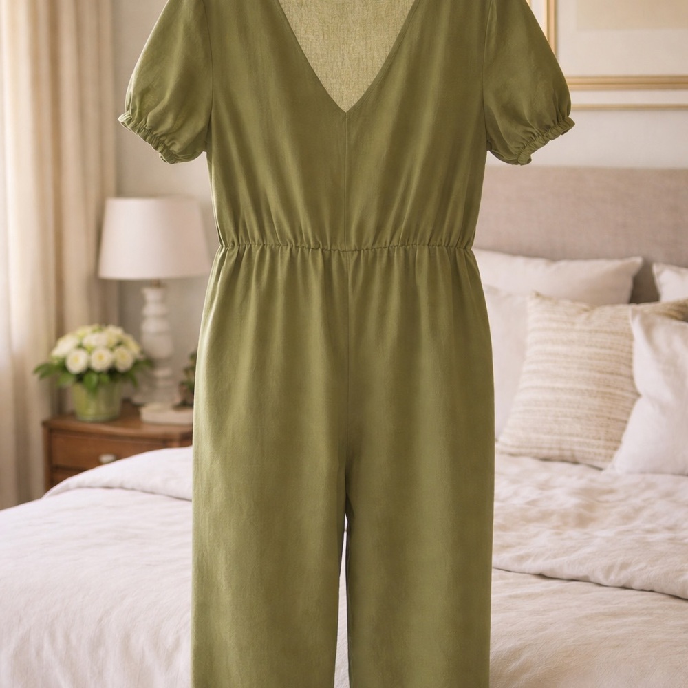 SHEIN Curve Army Green Button-Front Jumpsuit – Size OXL Curve  (Never Worn)